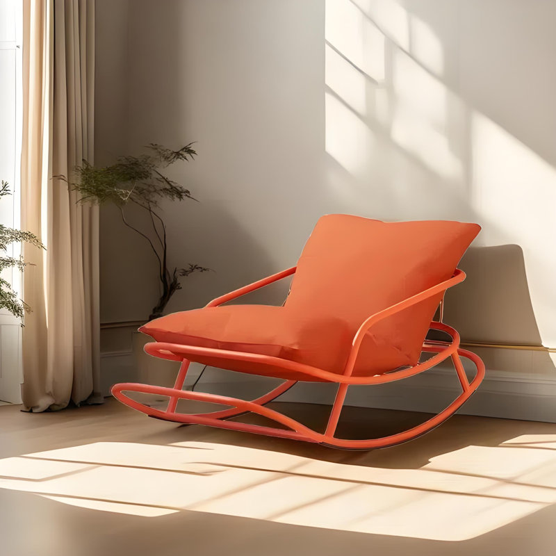 Chaise berçante confortable, Orange-rouge
