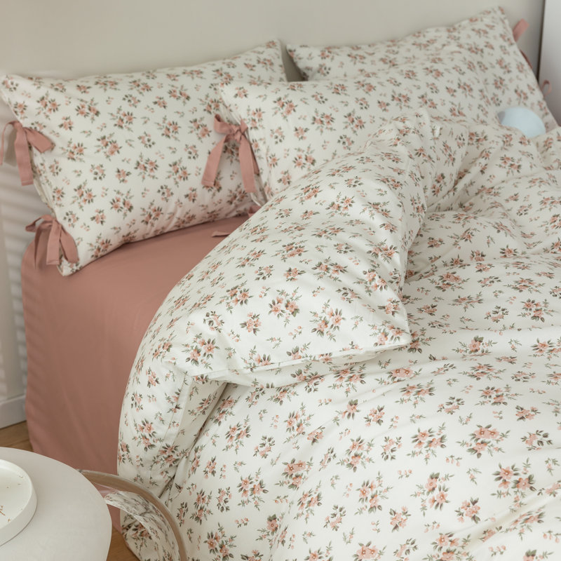 Microfiber Floral Print Comforter Set, Pink/Green Floral, Twin XL Comforter