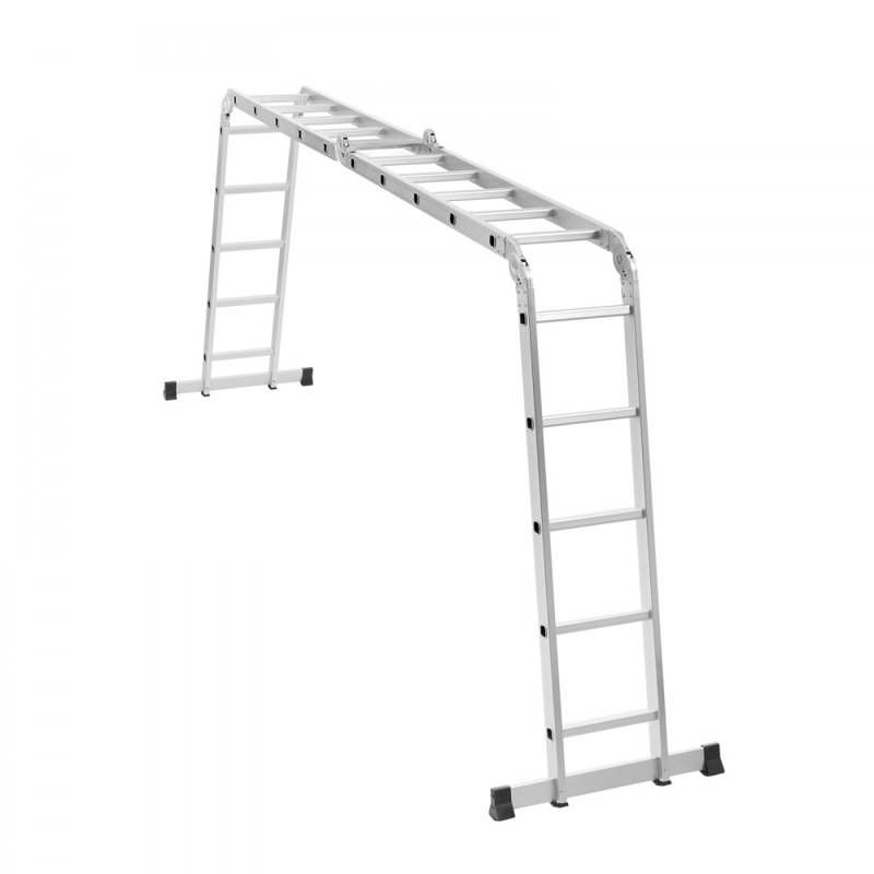 Échelle pliante multi-usages 7-en-1 à 4 marches pour travailler, 19 pi, Argent argent
