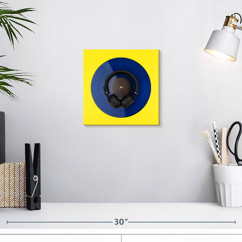 Casque d'écoute sur disque vinyle, H 10 po x l 10 po