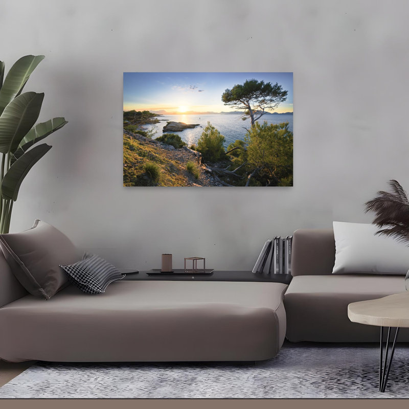 Reproduction d'art mural paysage méditerranéen abstrait paysage côtier, 32" H x 48" W