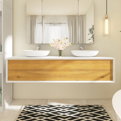 Sherrene 72'' Double Bathroom Vanity with Solid Surface Top