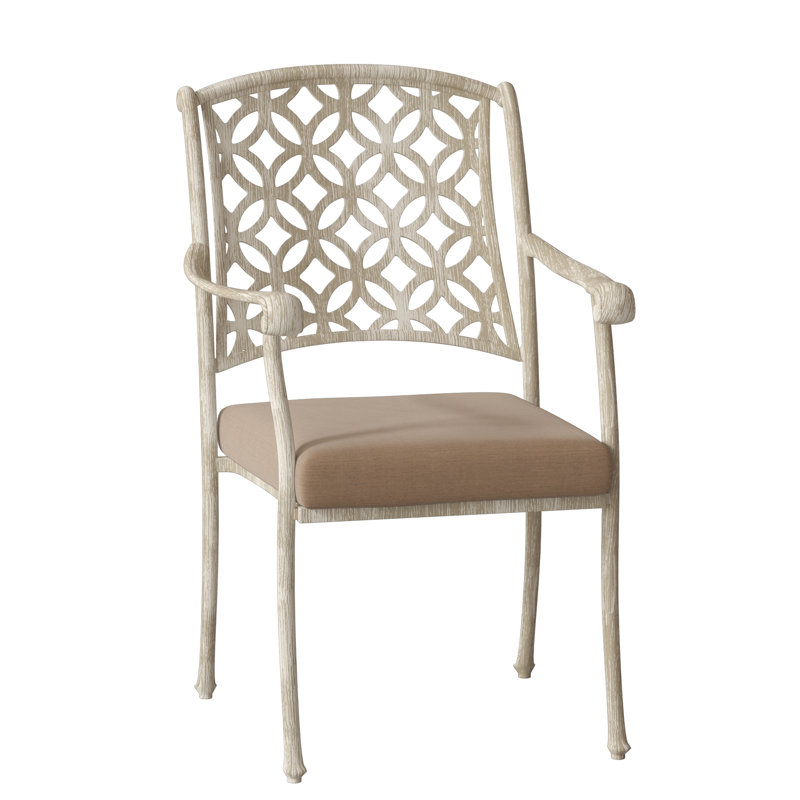 Casa Outdoor Dining Armchair, Weathered White, Canvas Heather Beige Sunbrella® Canvas