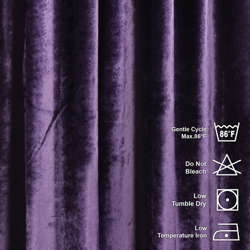 Velvet Semi-shee Single Curtain Panel, 190cm Width x 125cm Drop, Mauve