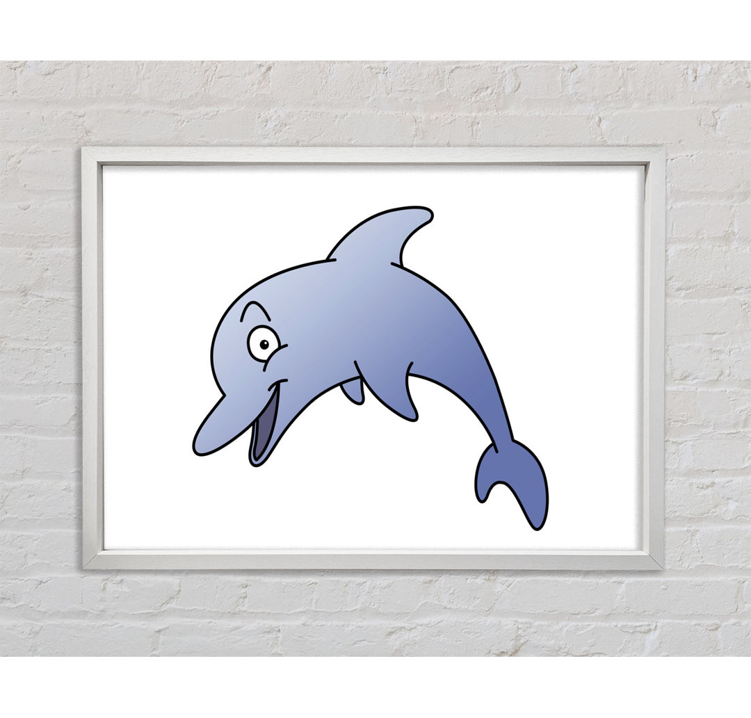 Gerahmtes Wandbild Happy Dolphin in Hellblau