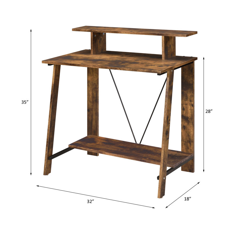 Shepard Rectangular Writing Desk with Open Storage, Oak