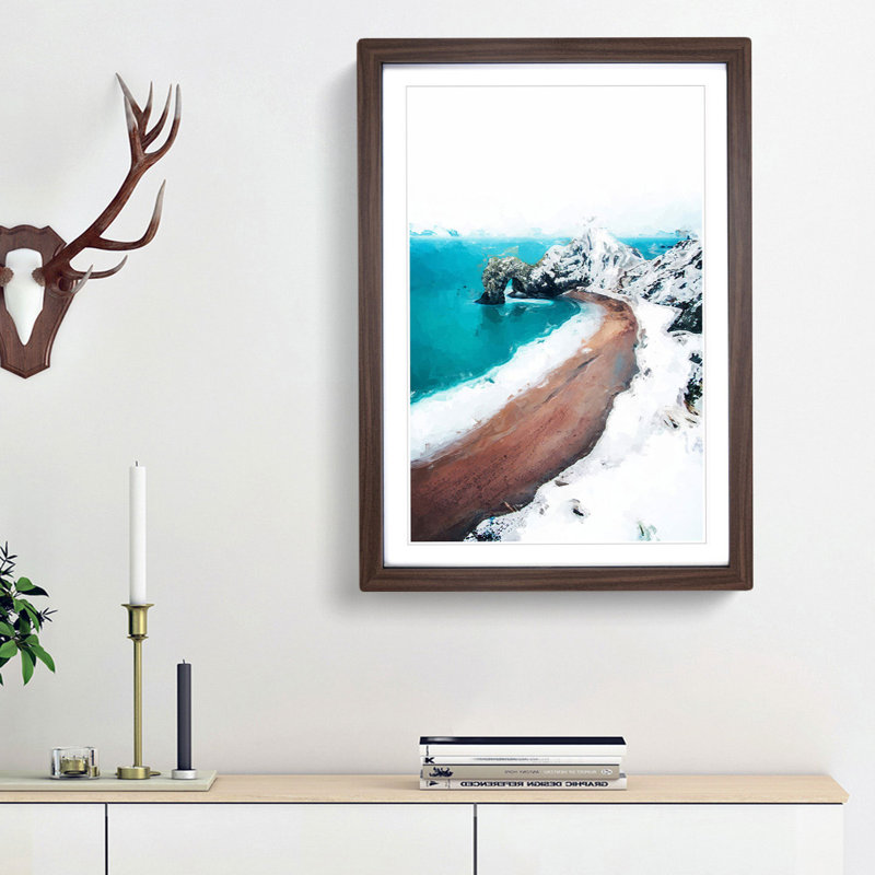 Durdle Door Cliffs in Wareham Abstract Art - Picture Frame Graphic Art Print, Walnut Framed, 36cm H x 27cm W x 2cm D