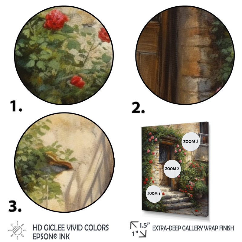 Ryelyn, porte de village remplie de fleurs I sur toile, H 32 po x l 16 po x P 1 po, Toile tendue