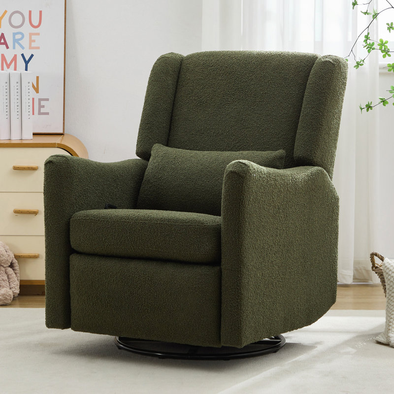 Fauteuil inclinable à bascule pivotant à oreilles de 29,5 po de largeur, fauteuil inclinable à bascule oscillant, fauteuil à bascule pour chambre à coucher et salon, molleton