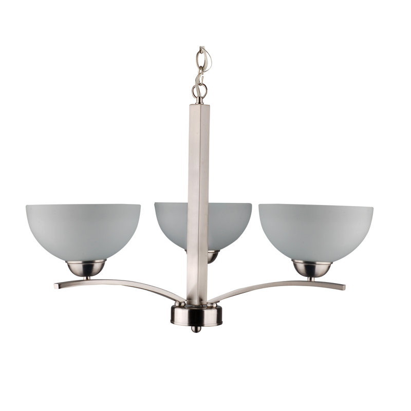 Lustre classique / traditionnel à 3 lumières Canica, Acier satiné, 60 W (non incluse), Non