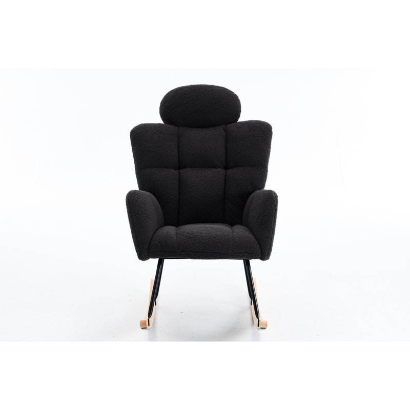 Fauteuil oscillant berçant gris foncé avec rembourrage en mousse et coussins, Gris foncé