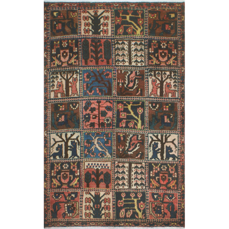 One-of-a-Kind 4' x 6'7" 1980s Rectangle Wool Area Rug in Blue and Brown