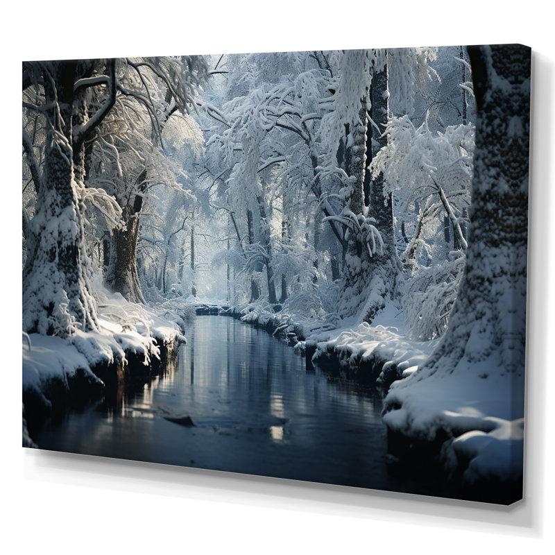 «Winter Silent Woods III - Winter Landscape», art mural, H 34 po x l 44 po x P 1,5 po, Toile tendue