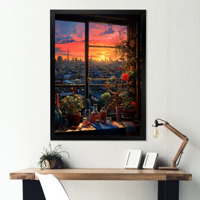 Sunset In Tokyo Window View III - Japan Wall Art