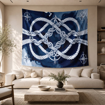 Nautical Navy blue and white Wall Tapestry