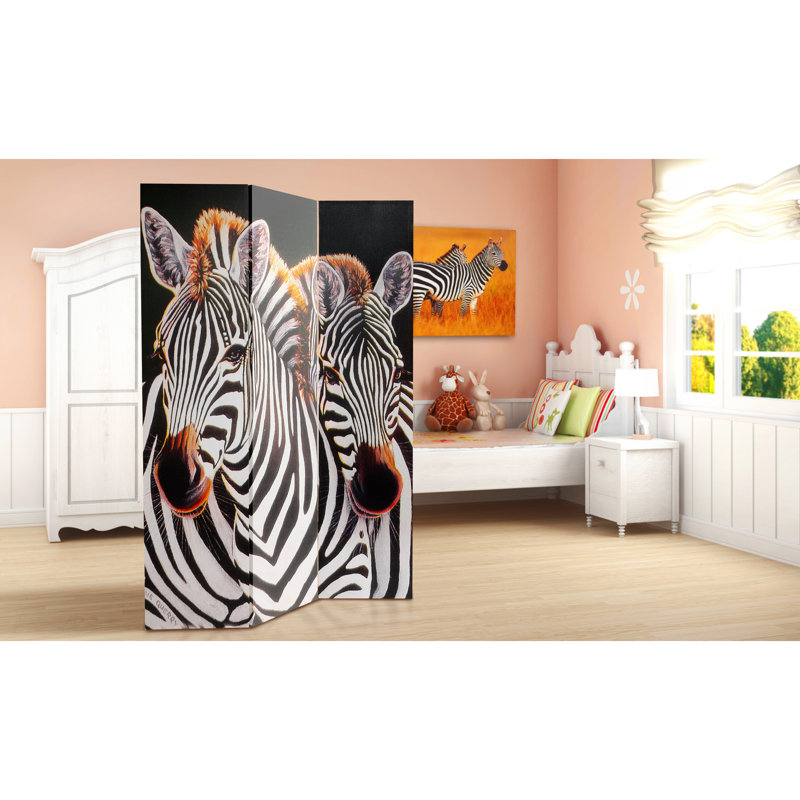 6 Ft. Tall Double Sided Peacocks Canvas Room Divider, Leopard
