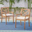 Chaise de salle à manger, 2 pièces avec 2 coussins crème, pour cour, bord de piscine, jardin-625082986