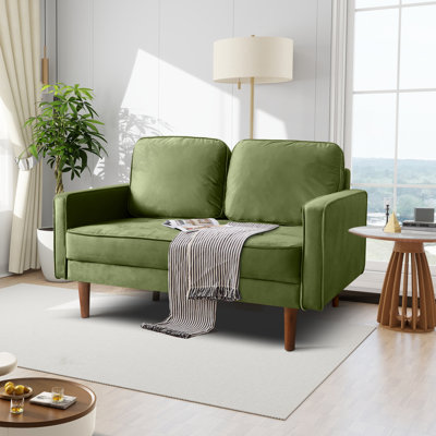 Muneef Corvettta 57.5"  square armrest pull-button double velvet couch