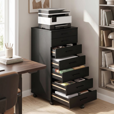 Classeur mobile à roulettes avec 7 tiroirs, meuble de rangement sous bureau pour bureau à domicile