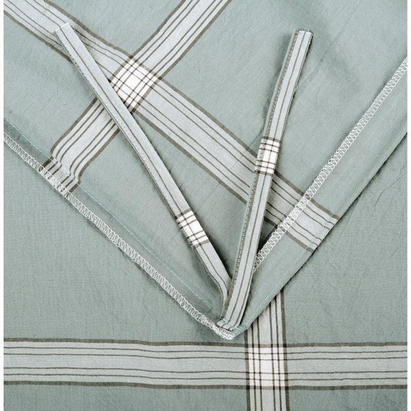 Ensemble de housse de couette en coton 3 pièces Windowpane, Bleu, Housse de couette grand et 2 taies décoratives