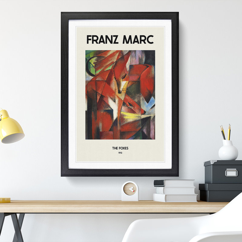 The Foxes Vol.1 by Franz Marc - Picture Frame Painting, 48cm H x 36cm W x 2cm D, Black Framed