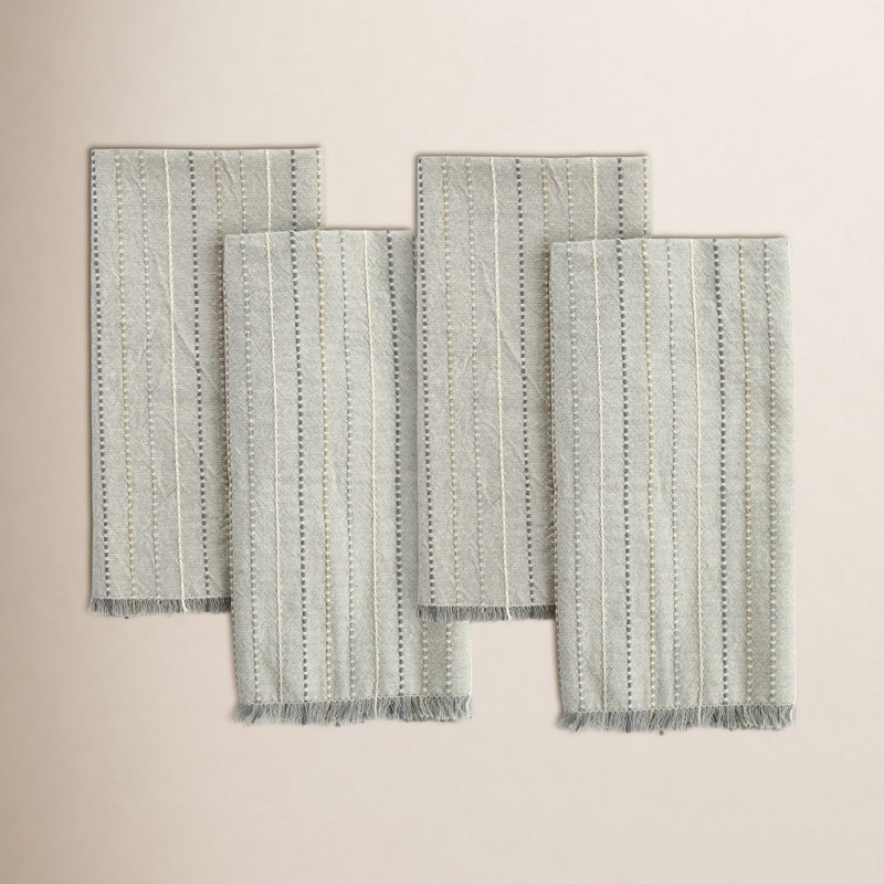 100% Organic Cotton Striped Square Napkin, Neutrals