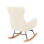 Chaise berçante en tissu blanc crème, structure en métal pour une utilisation confortable