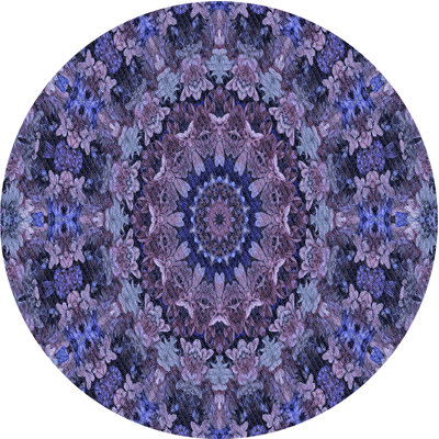 Tapis en laine tissé à la machine à motif floral bleu / mauve