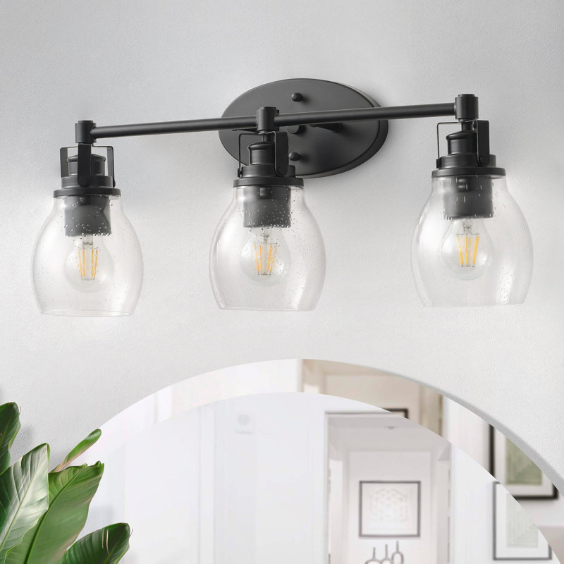 3-lamp matte black glass adjustable mirror front light