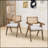 Wooden Frame Upholstered Dining Chairs Set of 2