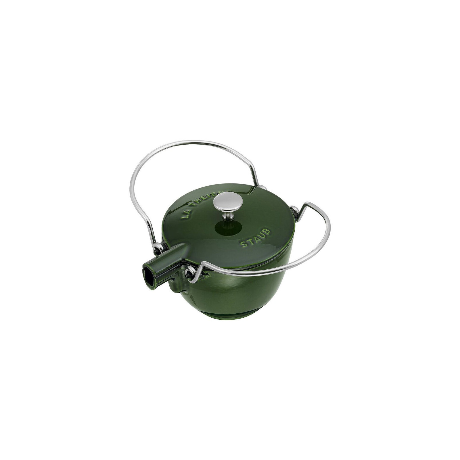 Staub Cast Iron 1-Quart Round Tea Kettle, Basil