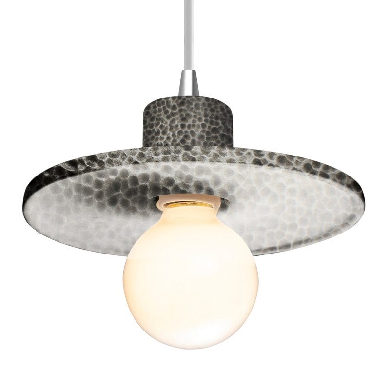 Leni - Light Single Pendant, Hammered Pewter, Polished Chrome
