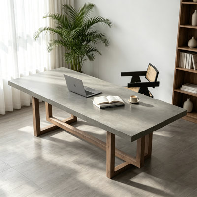 Bureau rectangulaire industriel en bois massif