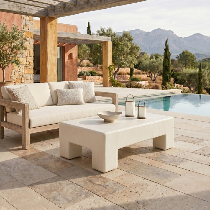 Laiyba Concrete Coffee Table, White