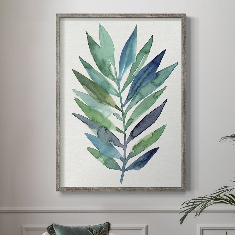 Palm Frond Flow II, reproduction encadrée - bois massif, H 11 po x l 9 po