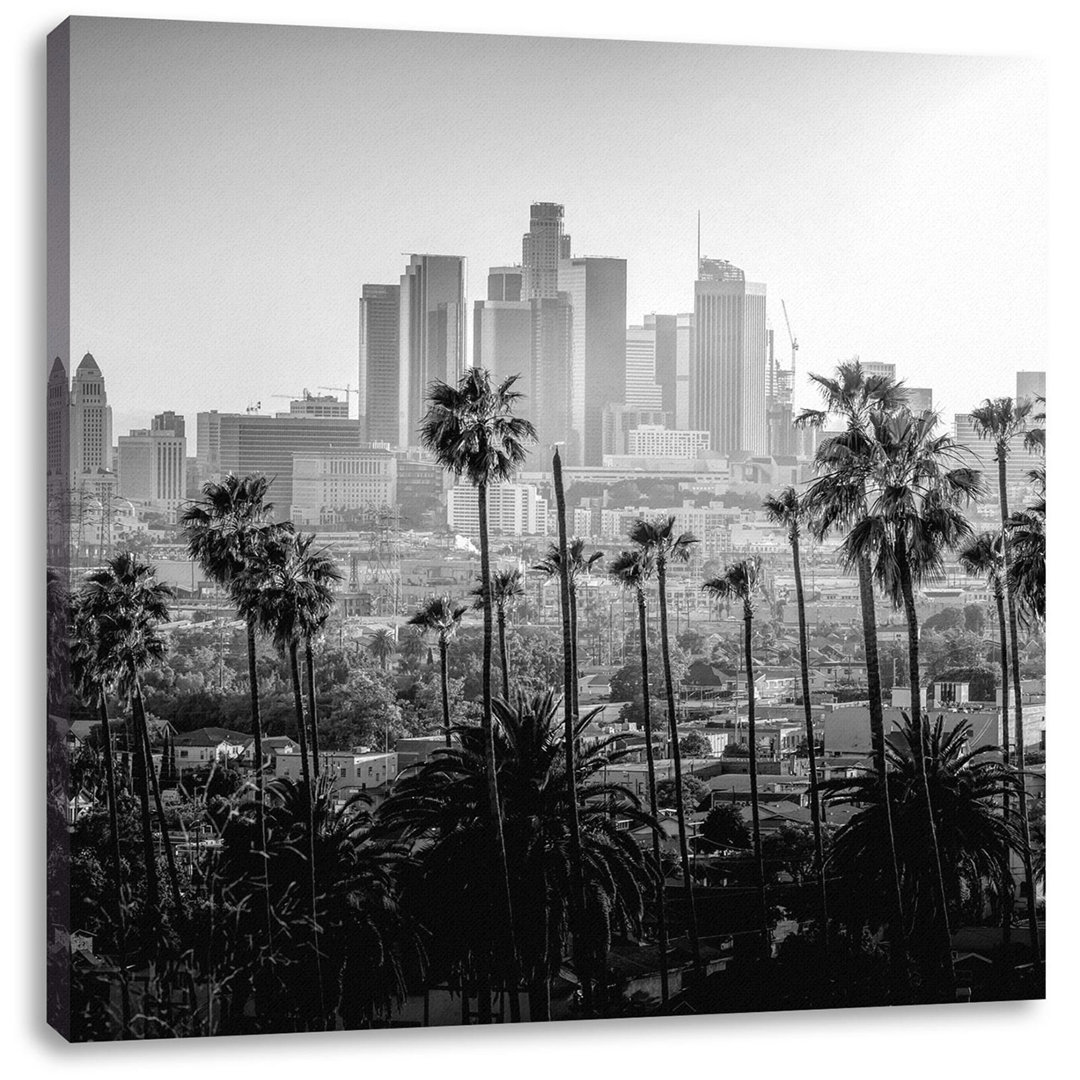 Leinwandbild Palmen vor der Skyline von Los Angeles