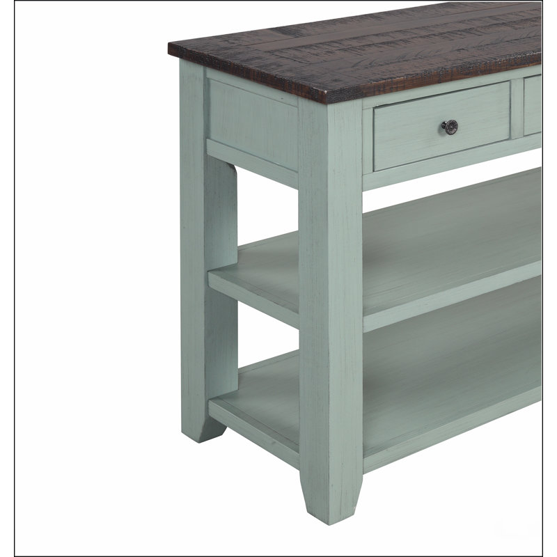 Console en bois de pin massif 48 po, table d'appoint moderne avec 3 tiroirs de rangement