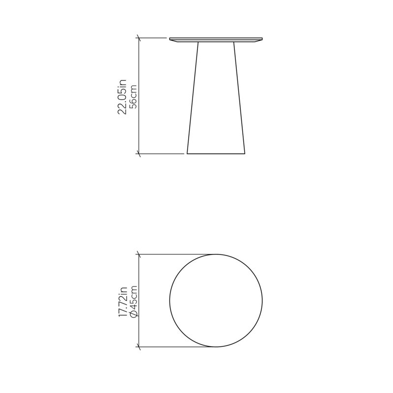 Cônica End Table, 22.05" H x 17.72" W x 17.72" D, Imbuia