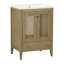 Meuble-lavabo naturel avec lavabo en céramique et grand rangement