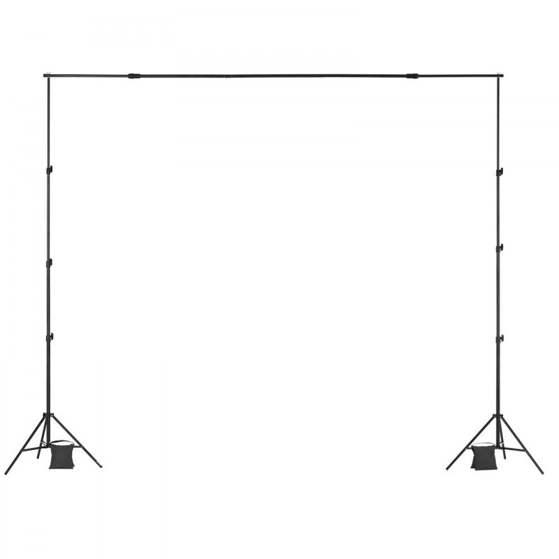 Support de toile de fond, ensemble de support de toile de fond réglable de 8,5 po x 10 pi, support de fond portatif avec 2 trépieds, support d'écran pour projecteur robuste, pour mariage, studio photo vidéo et fête
