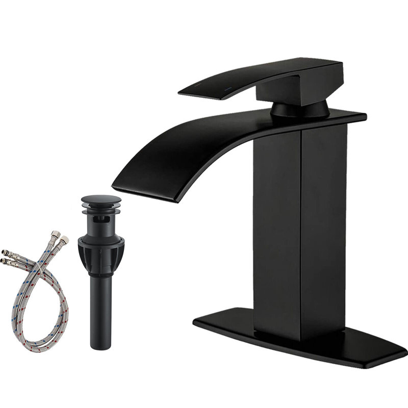 Single-Hole Single-handle Bathroom Faucet with Drain Assembly, Black