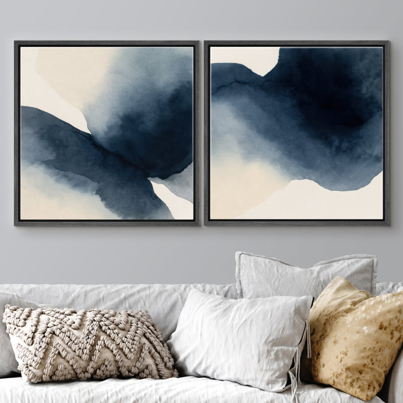 2 pièces, reproduction d'art sur toile encadrée pour une décoration moderne, Cadre flottant noir, H 24 po x l 24 po