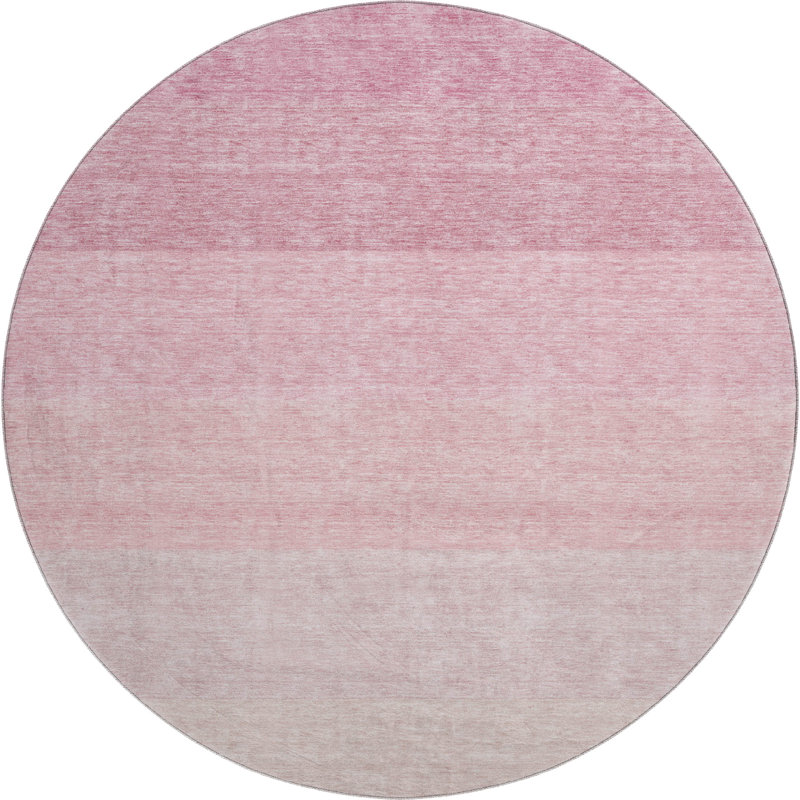 Premium Machine Washable Prisco Pink Rug, Round 8'