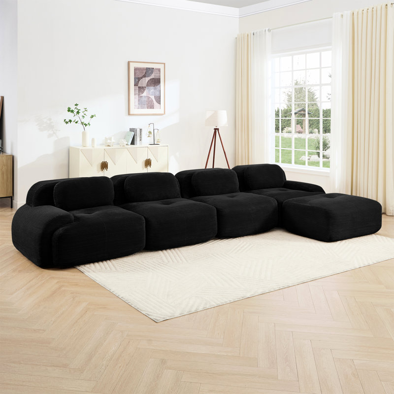 Modulaire 4 avec velours côtelé lisse, conception antidérapante et éponge à rebond rapide pour une vie confortable