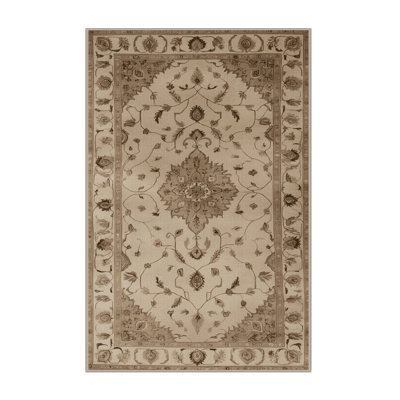 Machine Washable Tabriz Brown Area Rug