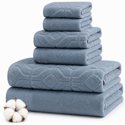 Ensemble 6 pièces de fils Modern, 2 serviettes de bain, 2 serviettes à main, 2 débarbouillettes, ensemble de serviettes en jacquard Diamond Gate