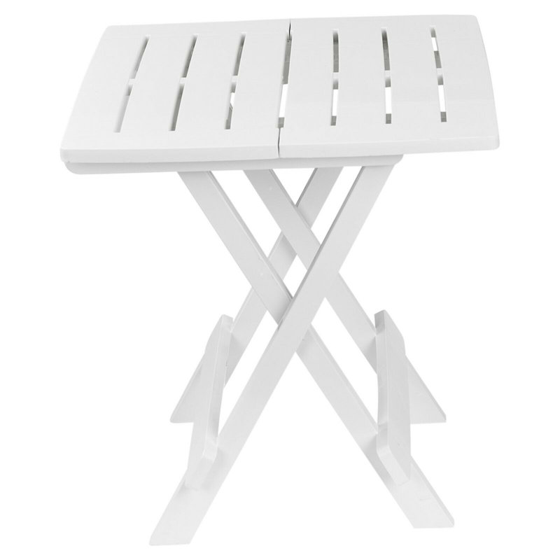 Aji Folding Plastic Garden Table, White, 50cm H x 45cm W x 45cm D