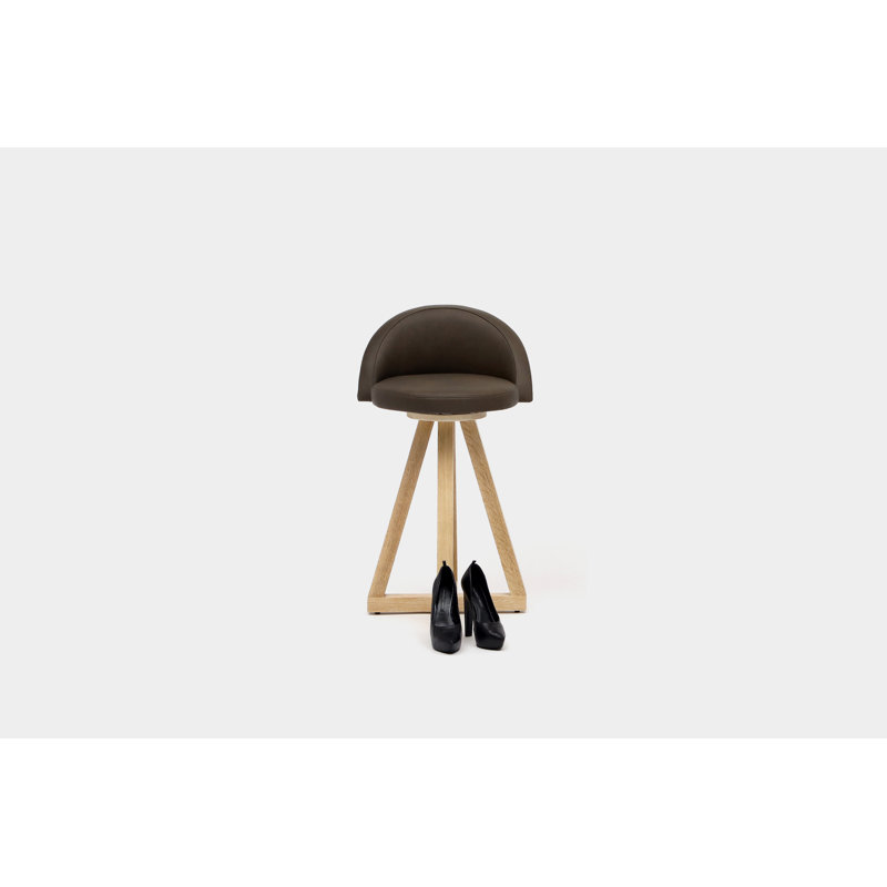 X2 Seat Top 26" Swivel Bar Stool, Olive, Bleached White Oak, Blackened Steel