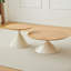 Table basse ronde - Base en bois - blanc + bois