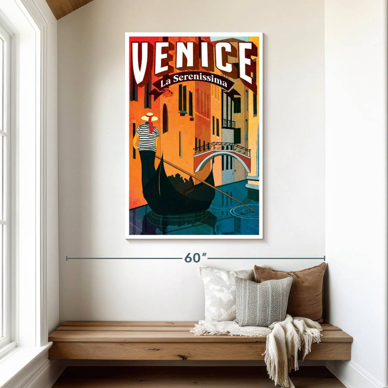 «Venice Le Serenissima», affiche rétro sur toile, H 48 po x l 32 po x P 1,25 po